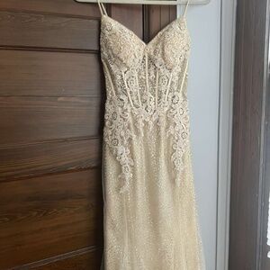 Corset Long Floral Lace Prom Dress
